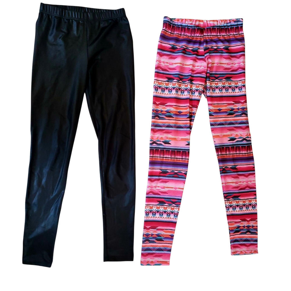 Entro Black and Vibrant Patterned Leggings